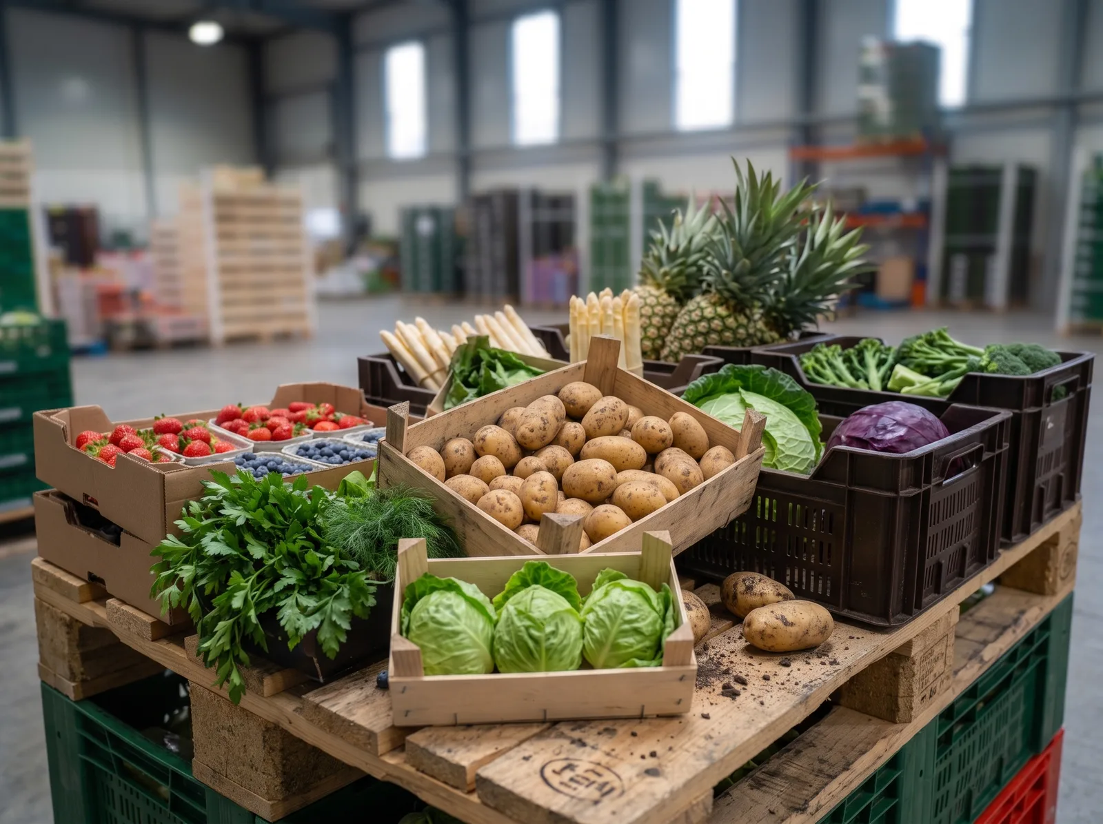 Frische Obst- und Gemüseauswahl in Marktoptik